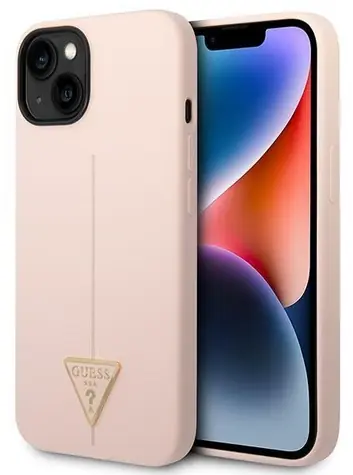 Guess Silicone Triangle růžová / Kryt / iPhone 14 Plus 6.7