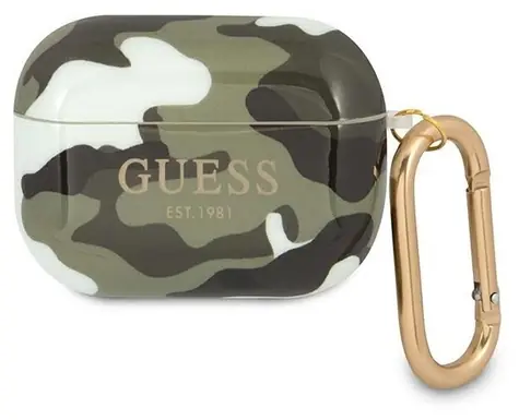 GUESS Camo Collection zeleno-khaki / Pouzdro pro Apple AirPods Pro / Maskáčový vzor
