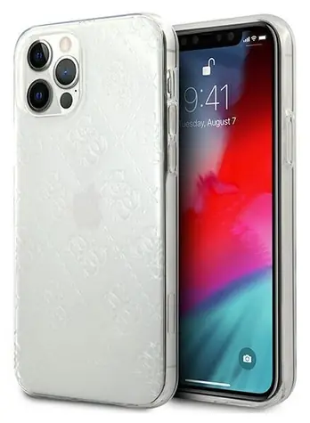 Guess 4G 3D Pattern transparentní / Ochranný kryt na iPhone 12/12 Pro / 6,1