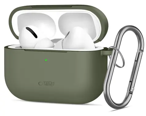 Tech-Protect Silicone Hook Case AirPods Pro olivová / Pouzdro / silikonové / s karabinou / pro Apple AirPods Pro