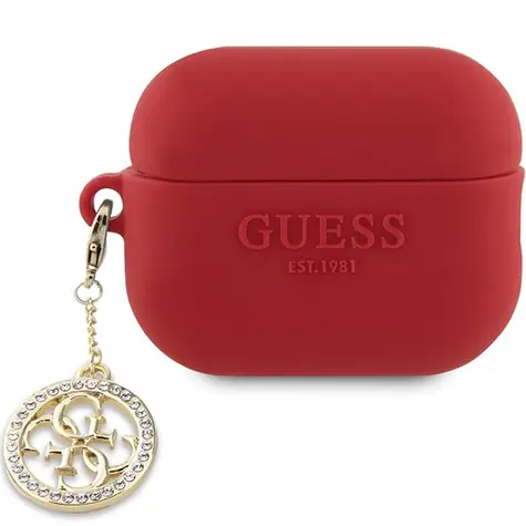 Guess GUAP23DSLGHDF 4G Diamond Charm červené / Pouzdro / AirPods Pro 2 / guma