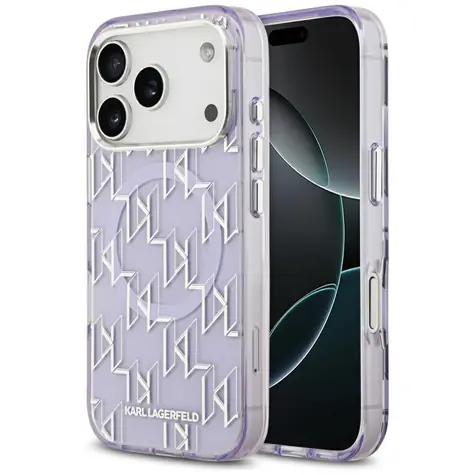 Karl Lagerfeld IML KL Monogram fialová / Zadní kryt / Apple iPhone 17 Pro / MagSafe