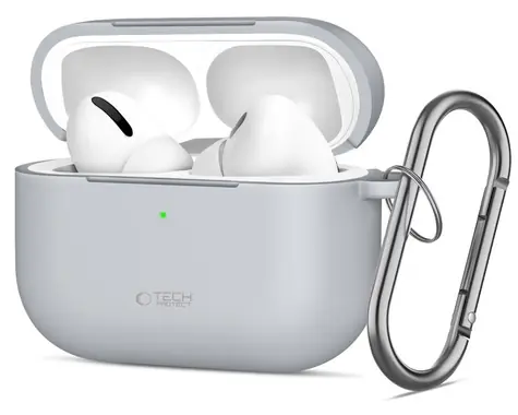 Tech-Protect Silicone Hook Case šedá / Pouzdro pro Apple AirPods Pro / silikonové / s karabinou