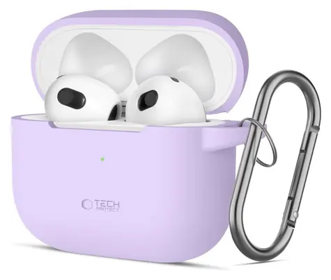 Tech-Protect Silicone Hook Case AirPods 3 fialová / Pouzdro pro sluchátka / silikonové / s poutkem