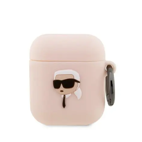 Karl Lagerfeld Karl Head pouzdro AirPods 1/2 růžová / Pouzdro pro sluchátka / Silikonové / 3D design