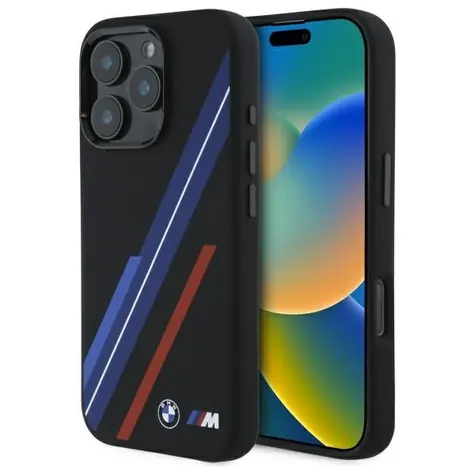 BMW Silicone Random Lines MagSafe černá / Zadní kryt / iPhone 16 Pro Max / silikonový