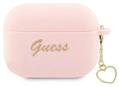 Guess Charm Heart Silikonové pouzdro pro AirPods Pro 2 růžová / Pouzdro / Silikon