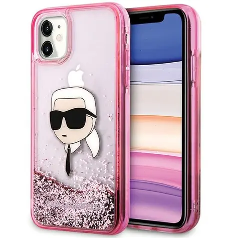 Karl Lagerfeld Glitter Karl Head růžová / Kryt / iPhone 11, iPhone XR