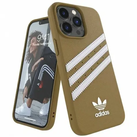 Adidas OR Molded Case PU béžovo-zlatá / Kryt / Apple iPhone 13 Pro, iPhone 13 / PU koženka