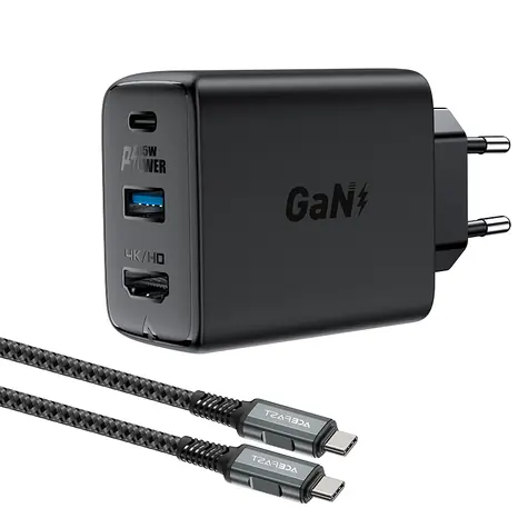 Acefast A17 GaN nabíječka černá / Nabíjecí adaptér s HDMI výstupem / 65W / HDMI 4K 60Hz / USB-C