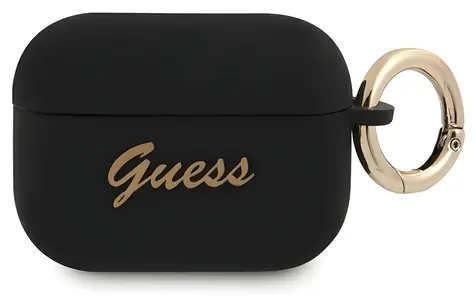 Guess GUAPSSSK černá / Pouzdro pro Apple AirPods Pro / Silikonové / Vintage Script