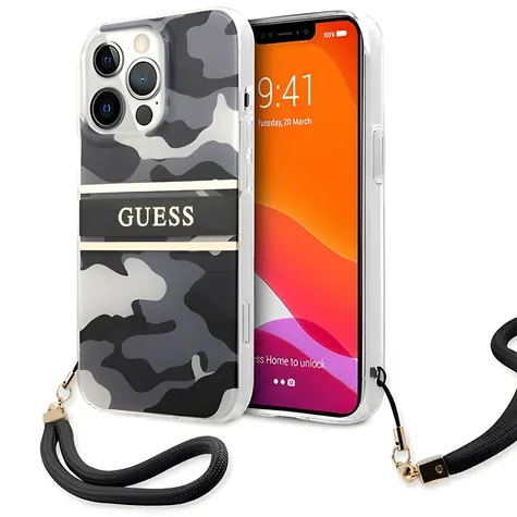 Guess GUHCP13XKCABBK iPhone 13 Pro Max černá / Ochranný kryt / Camo Strap Collection / Hardcase