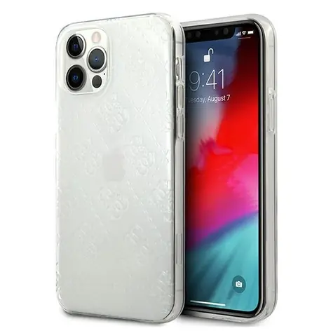 Guess 4G 3D Pattern Collection transparentní / Zadní kryt / Apple iPhone 12 Pro Max / plastový hardcase