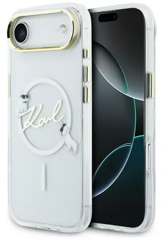 Karl Lagerfeld IML Choupettes Karl Script Logo iPhone Air čirá / Zadní kryt pro iPhone Air / MagSafe