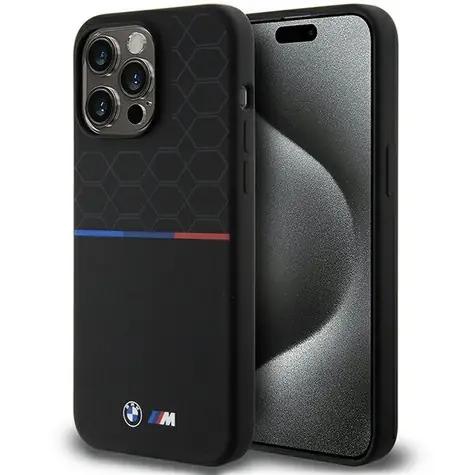 BMW M Silicone MagSafe kryt iPhone 15 Pro Max černá / Kryt / Silikonový / Vzorovaný / MagSafe