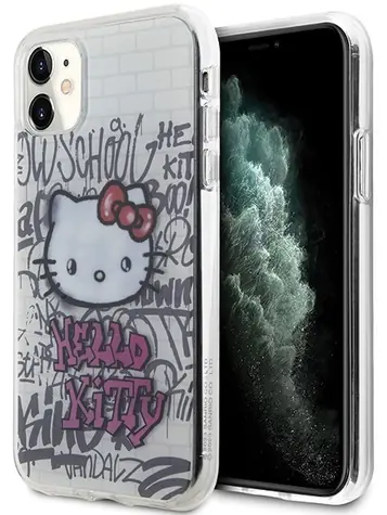 Hello Kitty Kitty On Bricks Graffiti bílá / Kryt / Apple iPhone 11, Xr / IML