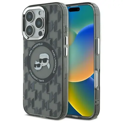 Karl Lagerfeld IML Monogram K&CH Heads MagSafe černá / Zadní kryt / Apple iPhone 16 Pro