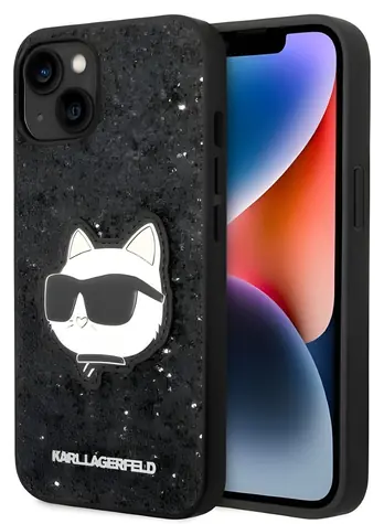 Karl Lagerfeld Glitter Choupette Patch černá / Zadní kryt / Apple iPhone 14 Plus