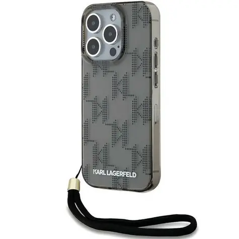Karl Lagerfeld IML Mono KL Pattern & Cord černá / Zadní kryt / Apple iPhone 15 Pro Max