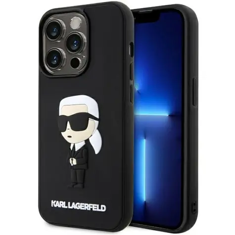 Karl Lagerfeld 3D Rubber Ikonik černá / Zadní kryt / Apple iPhone 14 Pro / Silikon