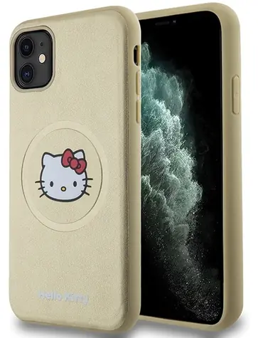 Hello Kitty Leather Kitty Head zlatá / Zadní kryt / Apple iPhone 11 / MagSafe