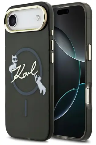 Karl Lagerfeld IML Choupettes Karl Script Logo černá / Zadní kryt pro iPhone Air / MagSafe