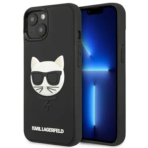 Karl Lagerfeld 3D Rubber Choupette černá / Zadní kryt / iPhone 13 mini