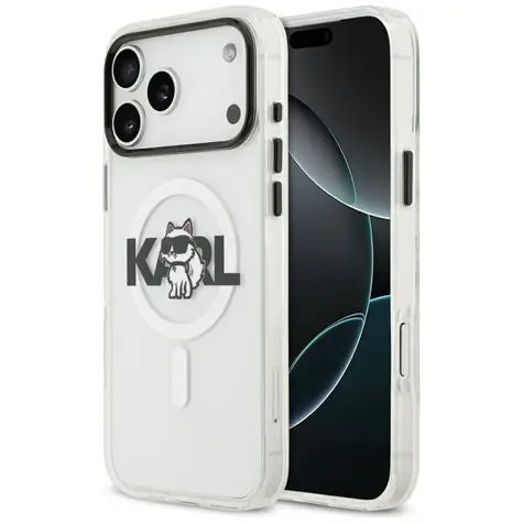Karl Lagerfeld IML Choupette Sketch Logo transparentní / Zadní kryt / pro iPhone 17 Pro / MagSafe