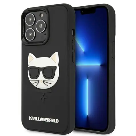 Karl Lagerfeld 3D Rubber Choupette iPhone 13 Pro/13 černá / Kryt na telefon / 3D motiv Choupette