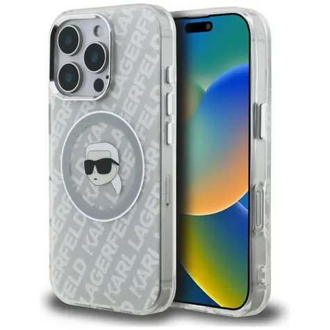 Karl Lagerfeld IML Karl Head Logo šedá / Kryt / MagSafe / iPhone 16 Pro