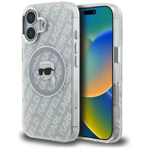Karl Lagerfeld IML Karl Head Logo MagSafe šedá / Zadní kryt / iPhone 16 / MagSafe