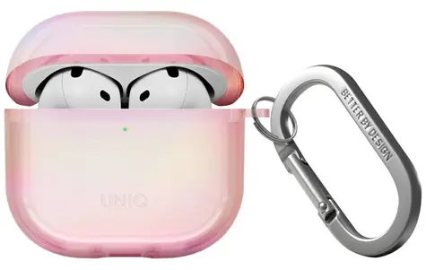 Uniq Iridescia růžová holografická / Pouzdro / s karabinou / pro Apple AirPods 4