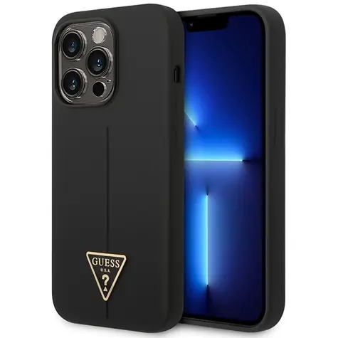 Guess Silicone Triangle iPhone 14 Pro Max černá / Zadní kryt / Silikon