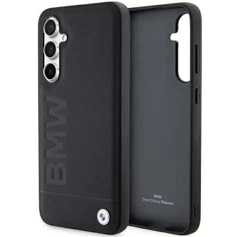 BMW Leather Hot Stamp Samsung Galaxy S23 FE černá / Zadní kryt na mobil / Umělá kůže