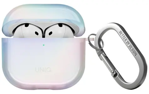 Uniq Iridescia bílá holografická / Pouzdro / s karabinou / pro Apple AirPods 4
