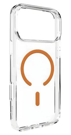 Puro Lite Mag iPhone 17 Pro transparentní, oranžový rámeček / Kryt / MagSafe
