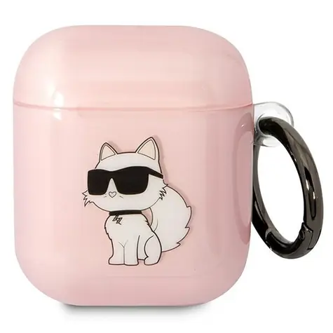 Karl Lagerfeld Ikonik Choupette pouzdro pro AirPods 1/2 růžová / Pouzdro / Pro Apple AirPods 1. a 2. generace