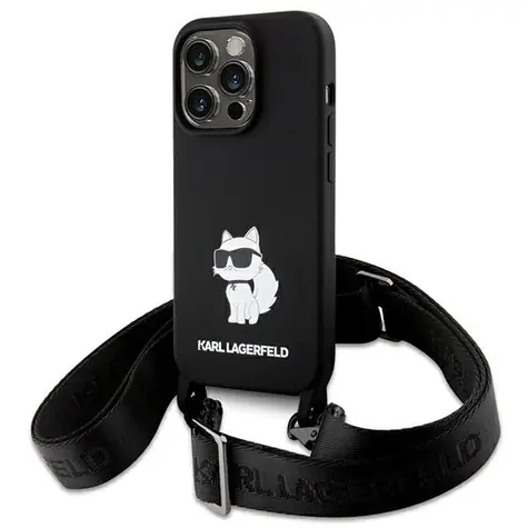 Karl Lagerfeld Crossbody Silicone Choupette černá / Zadní kryt / Apple iPhone 15 Pro Max / Silikon