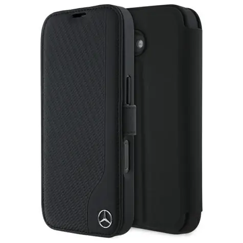 Mercedes Leather Wood Imitation černá / Zadní kryt / pro Apple iPhone 16 / PU kůže