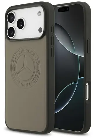 Mercedes Leather Vintage Logo béžová / Zadní kryt / kůže / MagSafe / pro iPhone 17 Pro Max