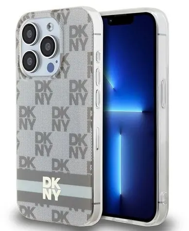 DKNY Checkered Mono Pattern béžová / Zadní kryt / MagSafe / Apple iPhone 13 Pro, iPhone 13