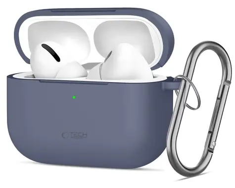 Tech-Protect Silicone Hook Case pro Apple AirPods Pro modrá / Silikonové pouzdro / S karabinou