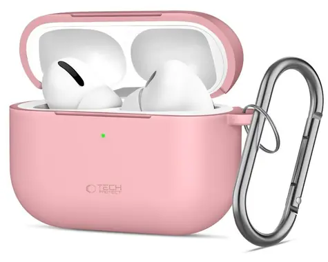 Tech-Protect Silicone Hook Case růžová / Pouzdro / pro Apple AirPods Pro / silikonové s karabinou