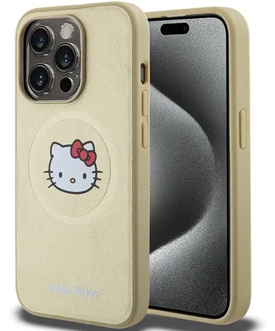 Hello Kitty Kitty Head iPhone 13 Pro/13 zlatá / Zadní kryt / Kůže / MagSafe
