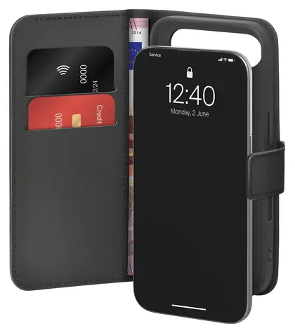 Puro Wallet Stand černá / Pouzdro / iPhone 17 Air / Eko-kůže / Peněženka a stojánek
