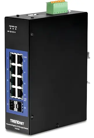 TRENDnet Průmyslový switch 8+2 SFP Gigabit L2+ / Switch / Managed / DIN-Rail / 20 Gbit/s / IP30