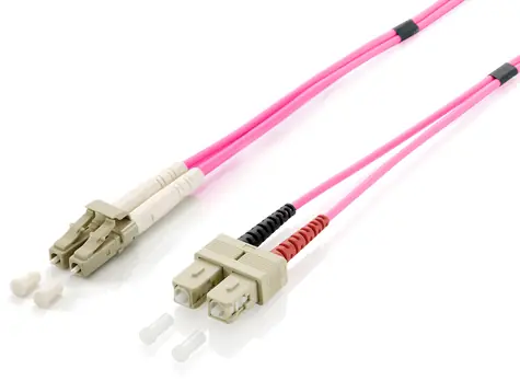 Equip LC-SC fialová / Optický patch kabel / Multimode OM4 / Duplex / 0,5 m