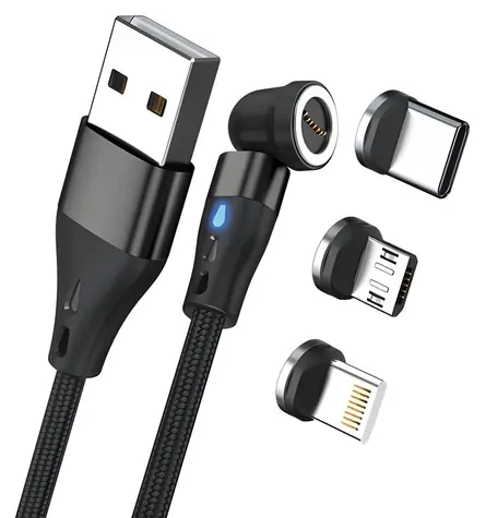 RealPower MagneticCharge3 černá / Magnetický nabíjecí kabel / USB-A / 3 A / 1 m / 6 adaptérů