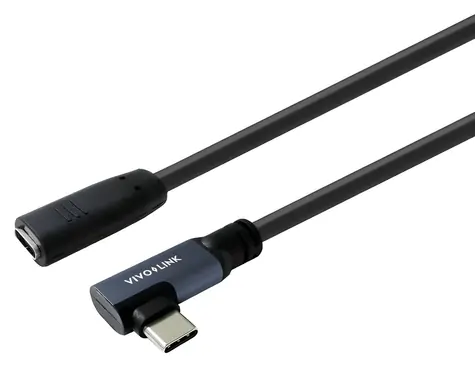 VivoLink adaptér USB-C lomený, zástrčka-zásuvka / Redukce / USB-C(M) - USB-C(F) / 10 Gbps / 0,3 m