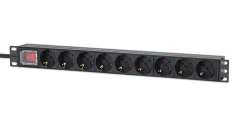 Intellinet Rack zásuvková lišta 9x / Zásuvková lišta / 1U / 16 A / 4000 W / 2 m kabel